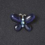 Broszka „Motyl” z niebieskim kamieniem Kocie oko, kolor metalu „srebro”, 2 cm
