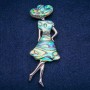 Broszka-wisiorek Madame z kamieniem haliozyt perłowy 30x85 mm