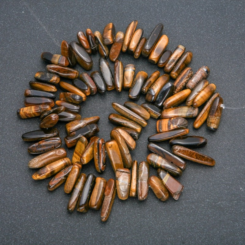 Nitka z naturalnego kamienia Tygrysie oko – drobne kawałki w formie igieł, średnica 18×6 mm, długość 40 cm +
