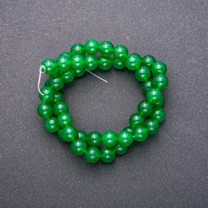 Koraliki na nitce z chryzoprazem, gładka kulka, średnica 8 mm (+/-), długość 38 cm