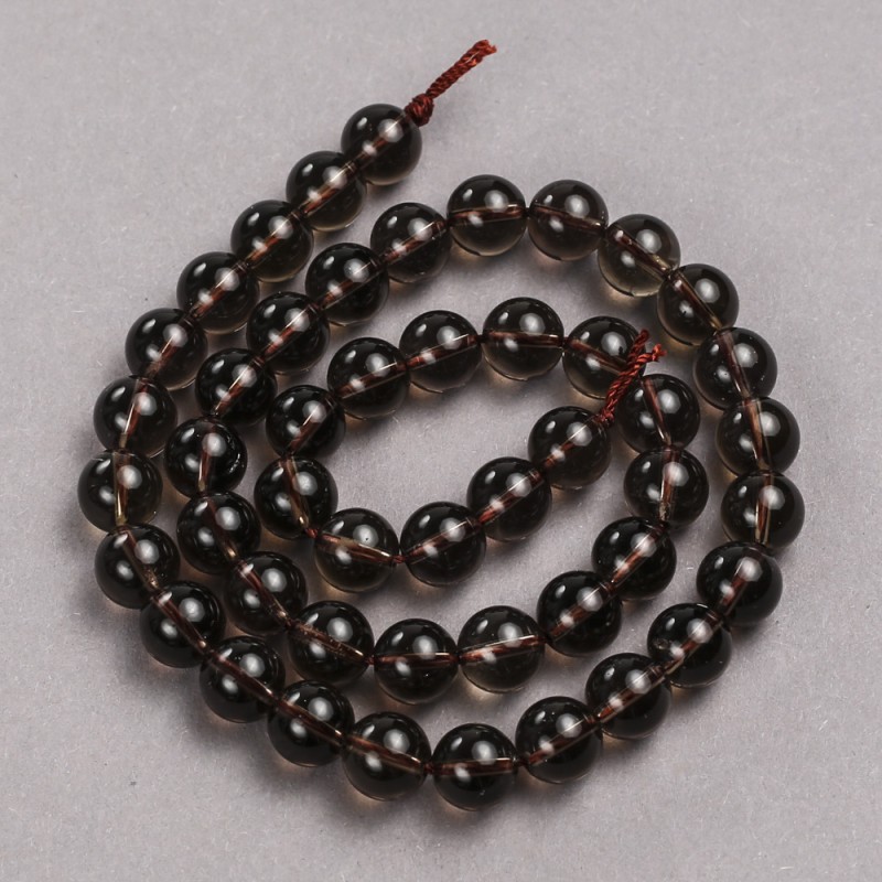 Koraliki z topazu dymnego (sztuczne) gładkie kuleczki, średnica 8 mm, długość 38 cm