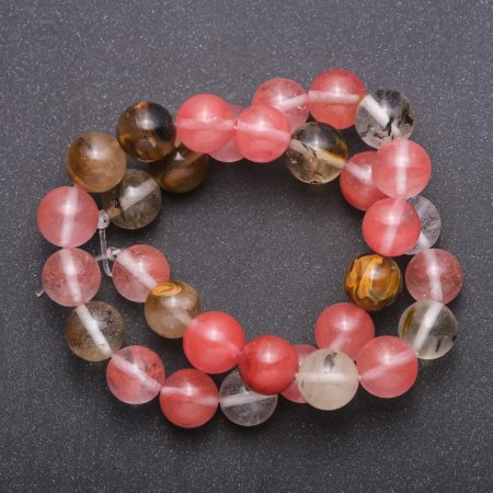 Koraliki z naturalnego chalcedonu – asortyment na nitce, gładkie kuleczki, średnica 12 (+/-) mm, długość 37 cm