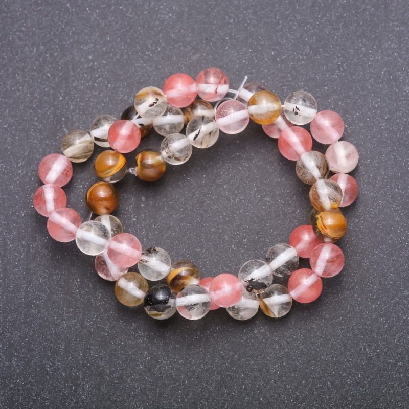 Koraliki z naturalnego chalcedonu, asortyment na nici – kuleczki, średnica ok. 8 mm, długość 37 cm