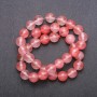 Koraliki z naturalnego kamienia chalcedon, różowy, na nitce, kuleczki, średnica 10 mm (+ -), długość 36 cm