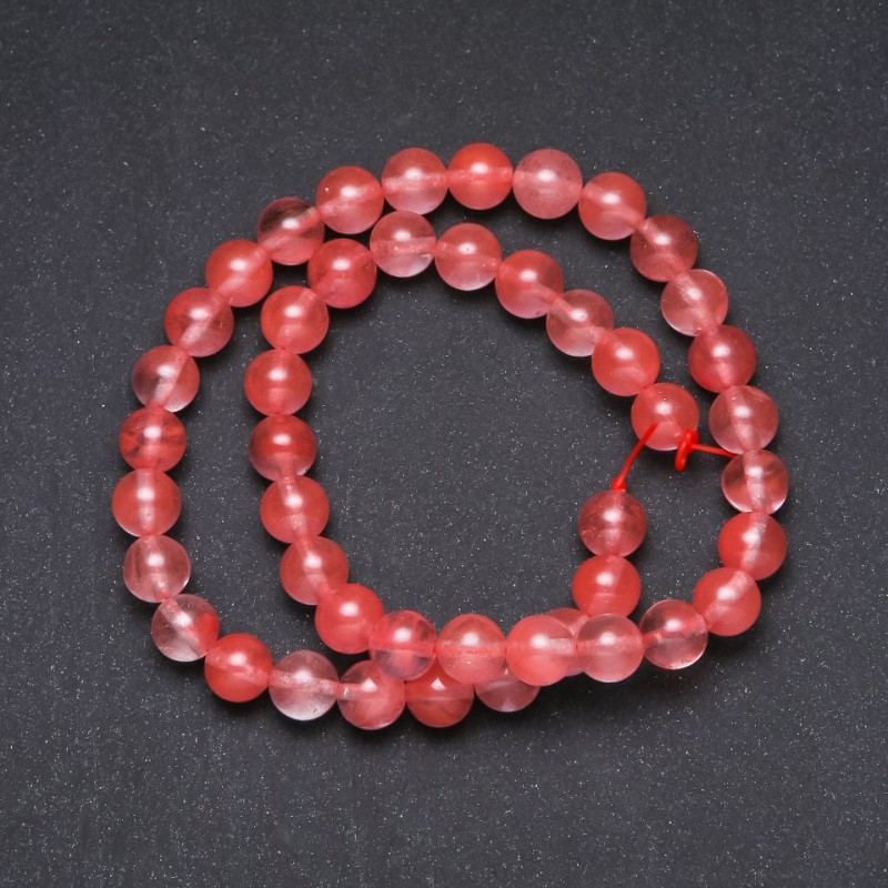 Koraliki chalcedonu sztuczne, gładkie kuleczki, średnica 8 mm, długość nici 38 cm