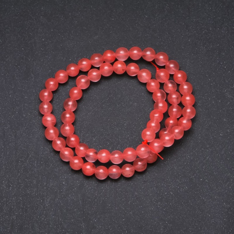 Koraliki chalcedonu sztuczne, gładkie kulki, średnica 6 mm, na nici, długość 38 cm