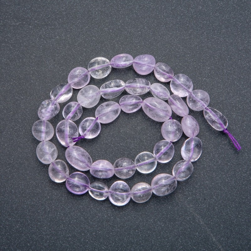 Koraliki na nitkę z naturalnego kamienia - ametyst w kształcie rondelków, średnica 10x8 mm, długość 41 cm +