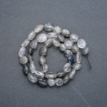 Koraliki fasetowane z kwarcu rutylowego włosistego na nitce, średnica 8×9 mm, długość 41 cm