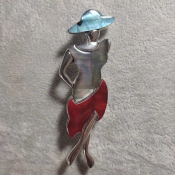 Broszka i wisior «Dama z masą perłową» 80×30 mm +