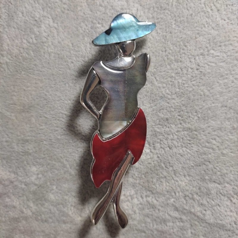 Broszka i wisior «Dama z masą perłową» 80×30 mm +