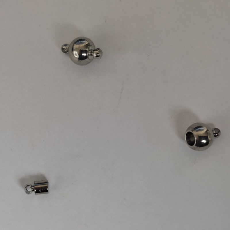 Zapięcie magnetyczne do biżuterii 8×13 mm, kolor srebrny metal