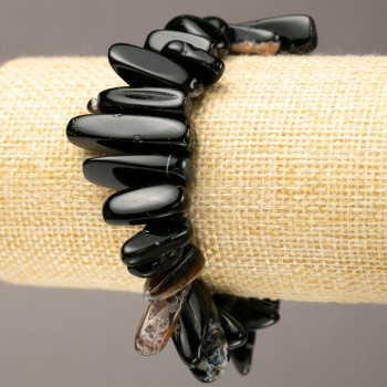 Bransoletka z czarnego agatu – drobne odłamki w kształcie igły, średnica 10-20×3-7 mm, długość 18 cm +