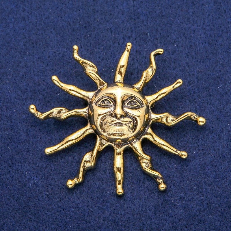 Broszka i wisiorek Słońce 53×62 mm, złoty metal
