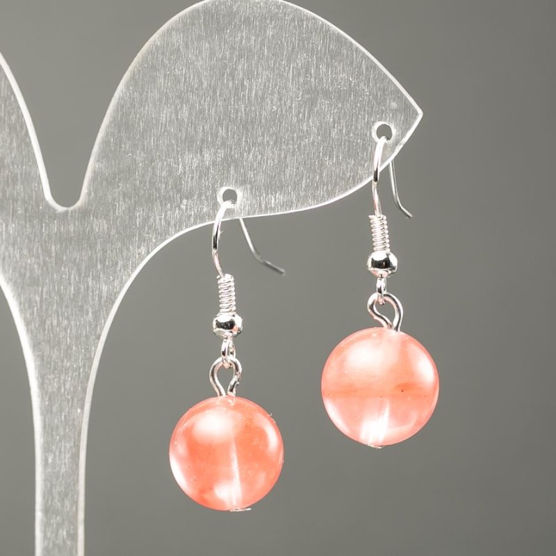 Kolczyki z chalcedonu sztucznego – gładka kulka, średnica około 12 mm, długość 31 mm+