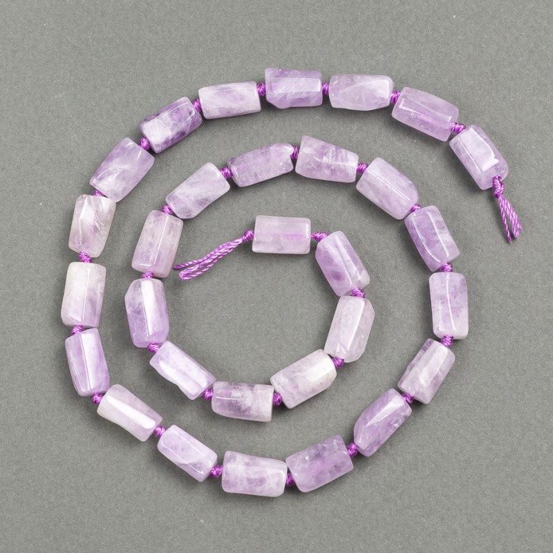 Koraliki z naturalnego kamienia ametyst fasetowany cylinder, średnica 13x7 mm, nić o długości 43 cm