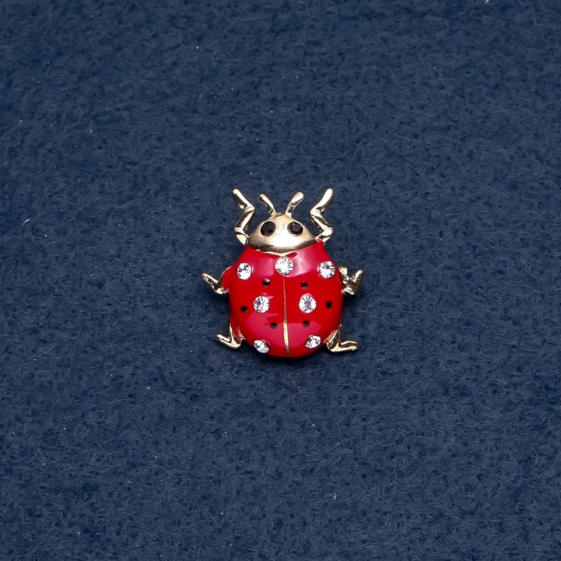 Broszka "Biedronka" 22×23 mm seria owadów kolor metalu "złoto"