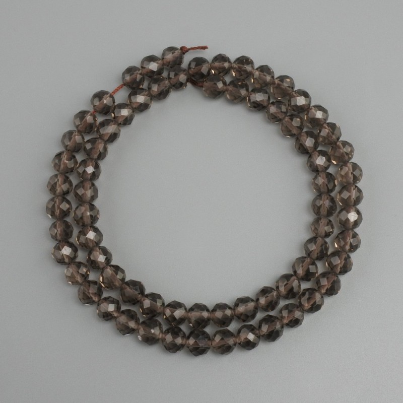 Koraliki z naturalnego kamienia rauhtopaz, fasetowane kulki, średnica 6 mm, długość 39 cm +
