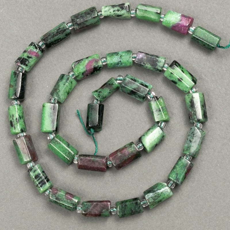 Koraliki na nici z naturalnego kamienia zozyt fasetowany, średnica 11×7 mm, długość około 40 cm ± z drobnymi koralikami o rozmiarze 3×2 mm