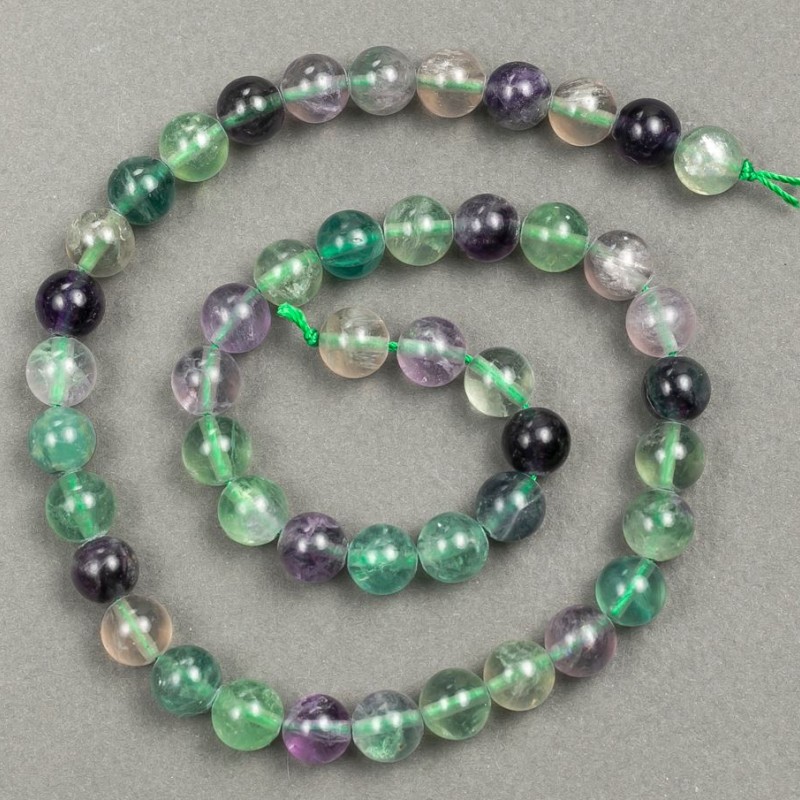 Naturalny kamień fluoryt koraliki na nitce, średnica 8 mm, długość 39 cm +