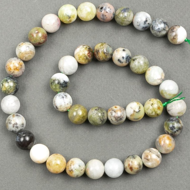Naturalny kamień zielony opal – koraliki na nitce, średnica 8 mm, długość 39 cm ±