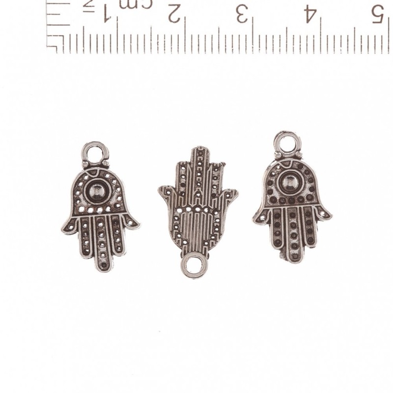 Okucia – zawieszka Hamsa z kuleczką w centrum „nita” 20×12 cm, opakowanie 20 g, ±35 szt.