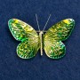 Broszka „Motyl” zielona emalia, złoty kolor metalu 55×39 mm