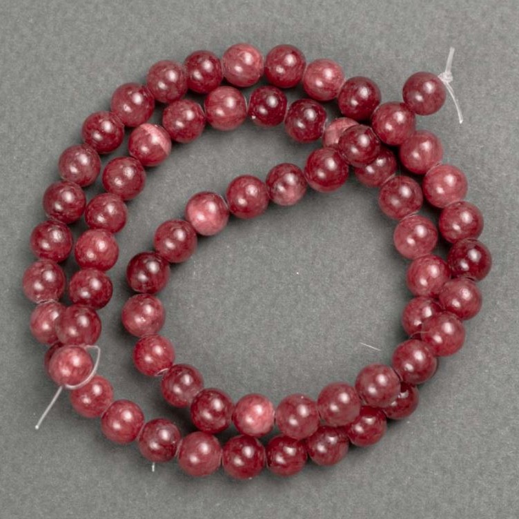 Koraliki turmalinowe (akryl sztuczny) na żyłce, gładkie kuleczki, średnica 6,5 mm, długość 40 cm