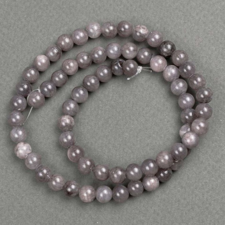 Koraliki na żyłce tonowany kwarc (sztuczny akryl) ciemnoszare, gładkie kulki, o średnicy 6,5 mm, długość 40 cm