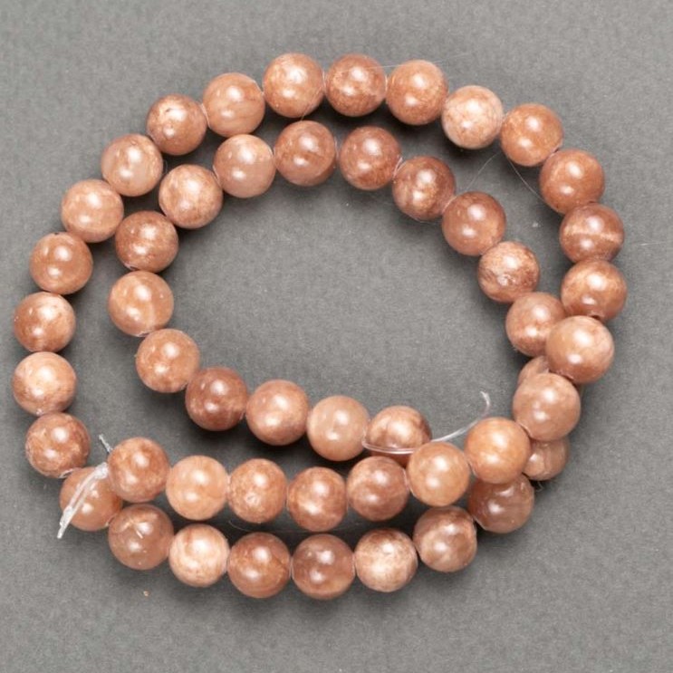 Koraliki Selenit (akryl sztuczny) na żyłce, gładkie kulki, średnica 8 mm ±, długość 40 cm ±