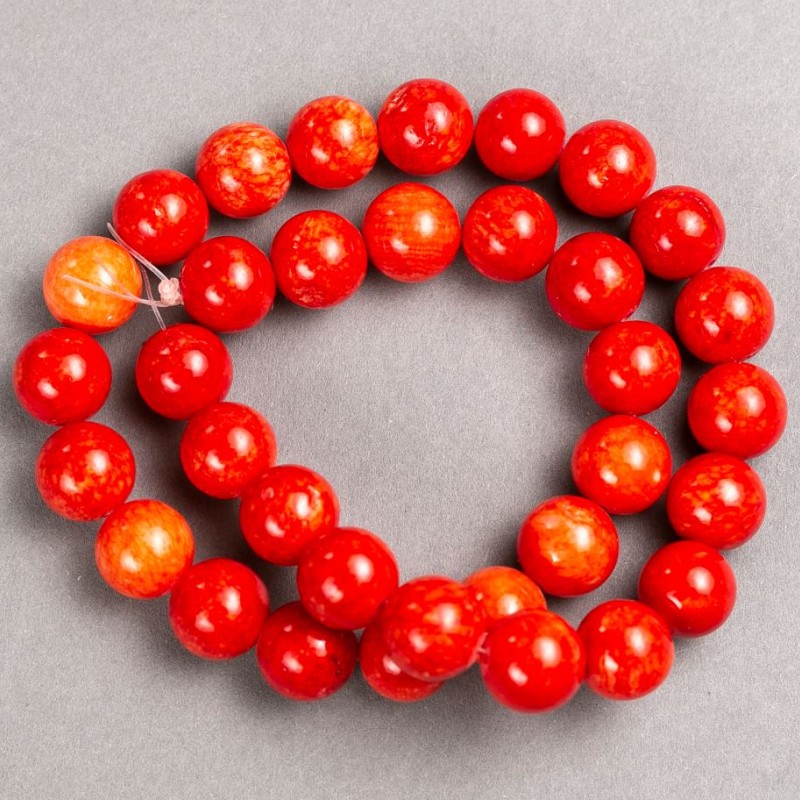 Koraliki z akrylu sztucznego na żyłce, gładkie kulki, średnica 12,5 mm, długość 40 cm
