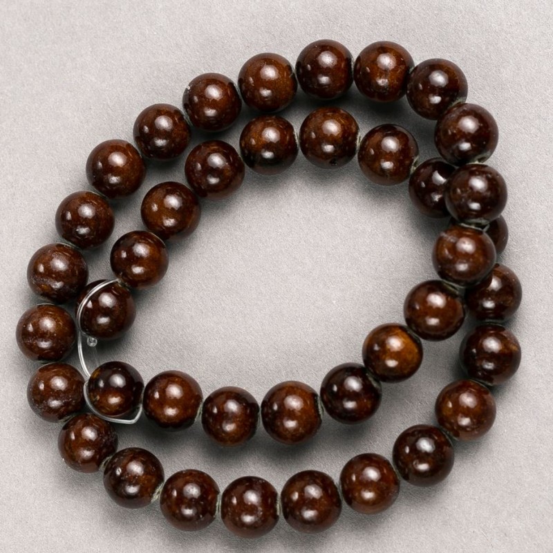 Koraliki Tygrysie oko (sztuczny akryl) na żyłce, gładkie kuleczki, średnica 10,5 mm, długość 41 cm +