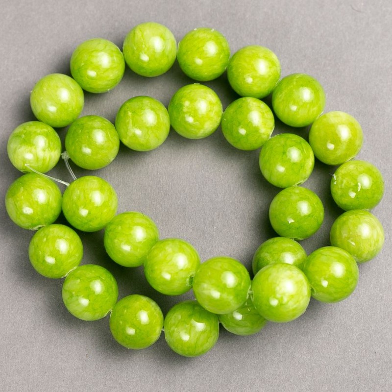Koraliki onyks (akryl sztuczny) na żyłce, gładkie kulki, średnica 14,5 mm, długość 40 cm