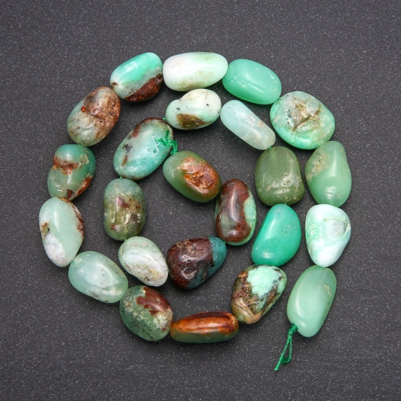 Koraliki z naturalnego chryzoprazu fasetowane, średnica 11×16 mm, długość 38 cm