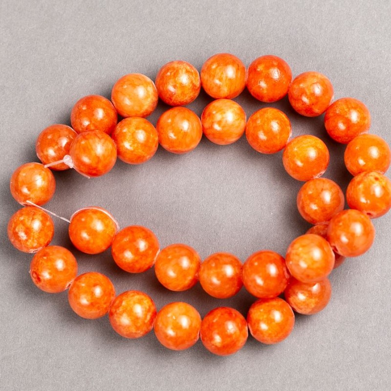 Koraliki na nici cytrynowe z akrylu sztucznego, gładka kulka, średnica 12,5 mm, długość 39 cm