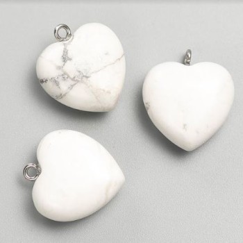Wisiorek Serce z kaolinitu, średnica 27×25×10 mm+