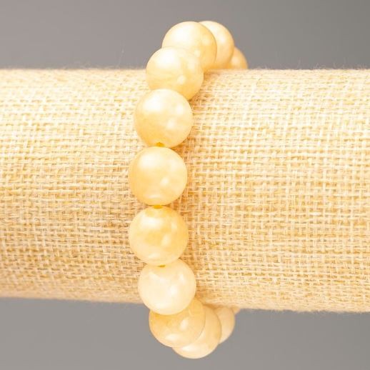 Bransoletka na gumce – perłowy (sztuczny akryl) gładka kulka, średnica 12,5 mm, długość 18 cm