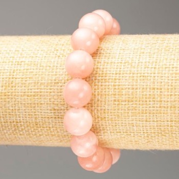 Bransoletka na gumce różowy kwarc (sztuczny akryl) gładka kulka, średnica 12,5 mm, długość 18 cm