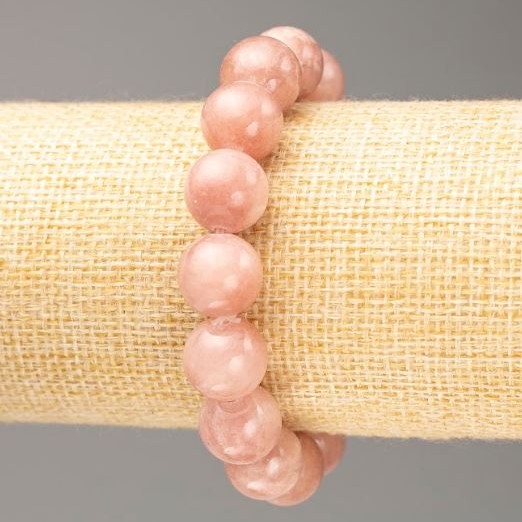 Bransoletka na gumce – Kwarc truskawkowy (akryl sztuczny) gładka kulka, średnica 12,5 mm, długość 18 cm