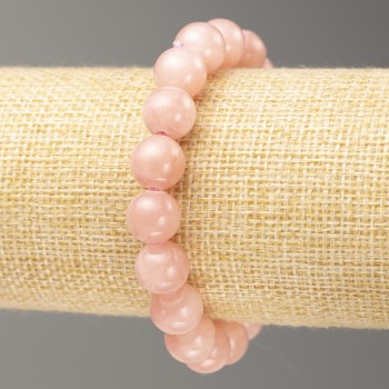 Bransoletka na gumce - Kwarc truskawkowy (akryl sztuczny) kula gładka, średnica 10 mm, długość 18 cm