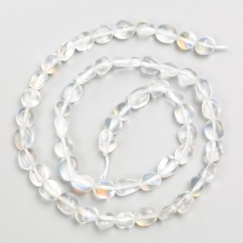 Koraliki na nitce z opalowego szkła galetowane, średnica 6×7 mm, długość 40 cm