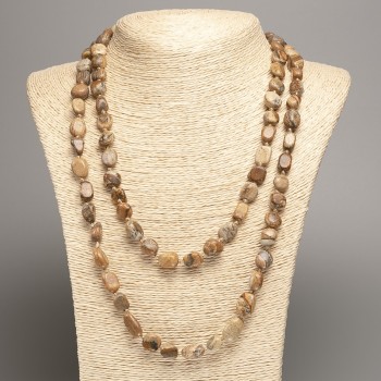 Naszyjnik długi z jaspisu pejzażowego fasetowanego, średnica 5×8–10–15 mm ±, długość 110 cm ±