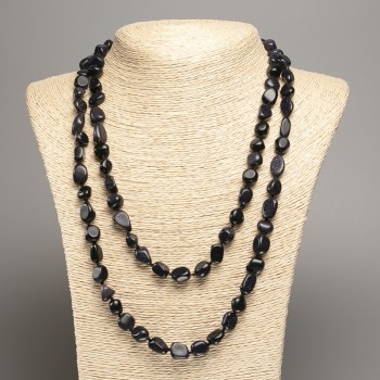 Naszyjnik długi z kamienia awenturytu niebieski piasek (synt.) fasetowanie, średnica 5×8–10 mm, długość 110 cm+