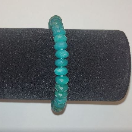 Bransoletka z akwamarynu sztucznego (zielono-niebieska) fasetowane rondelki, średnica 8×5 mm, długość 18 cm+