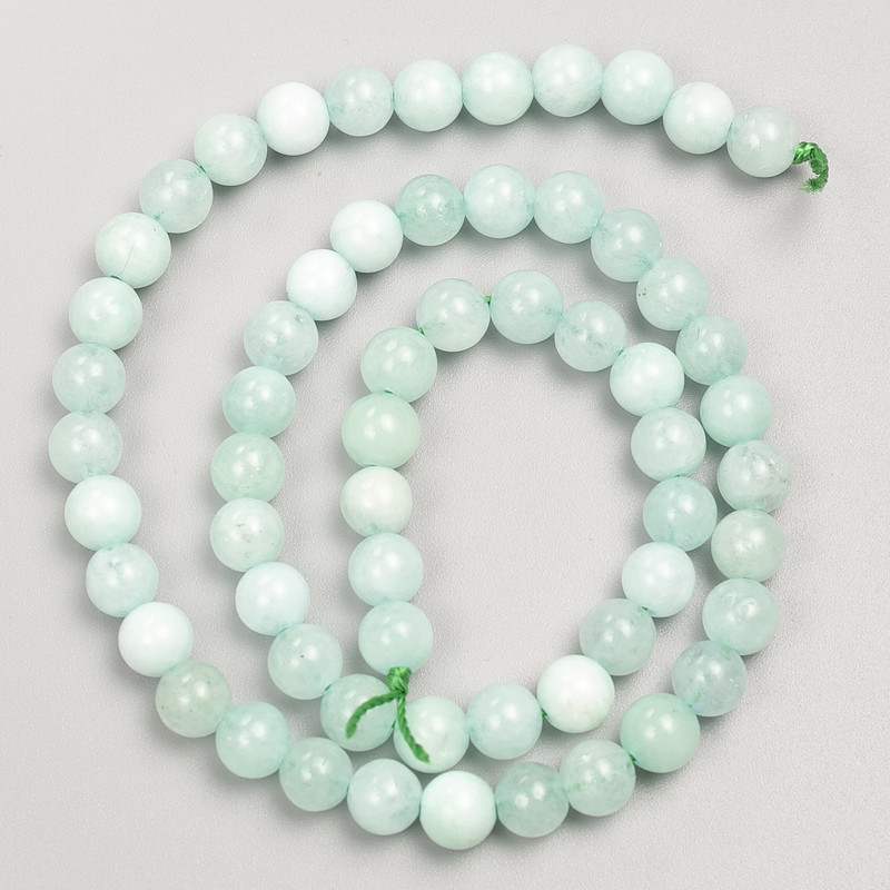 Koraliki z kamienia larimar, gładkie kulki na nitce, średnica 6 mm, długość 38 cm