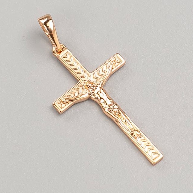 Wisiorek Xuping Krzyż pozłacany 18K, średnica 32×17 mm+