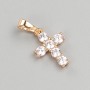 Wisiorek Xuping Krzyż pozłacany z białymi kryształami 18K, średnica 15×10 mm