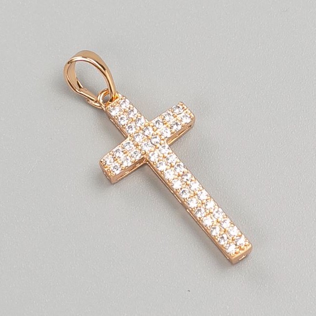 Wisiorek Xuping «Krzyż» pozłacany z białymi kryształami 18K, średnica 26×12 mm+