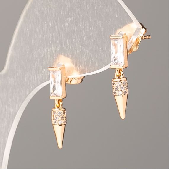 Kolczyki sztyfty Xuping z pozłoceniem 18K, z białymi cyrkoniami, średnica 18x3 mm+