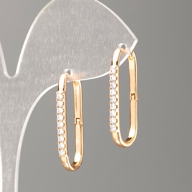 Kolczyki Xuping pozłacane 18K z białymi cyrkoniami, średnica 27x2 mm+