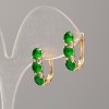 Kolczyki Xuping pozłacane 18K z zielonym kamieniem i białymi cyrkoniami 17×5 mm